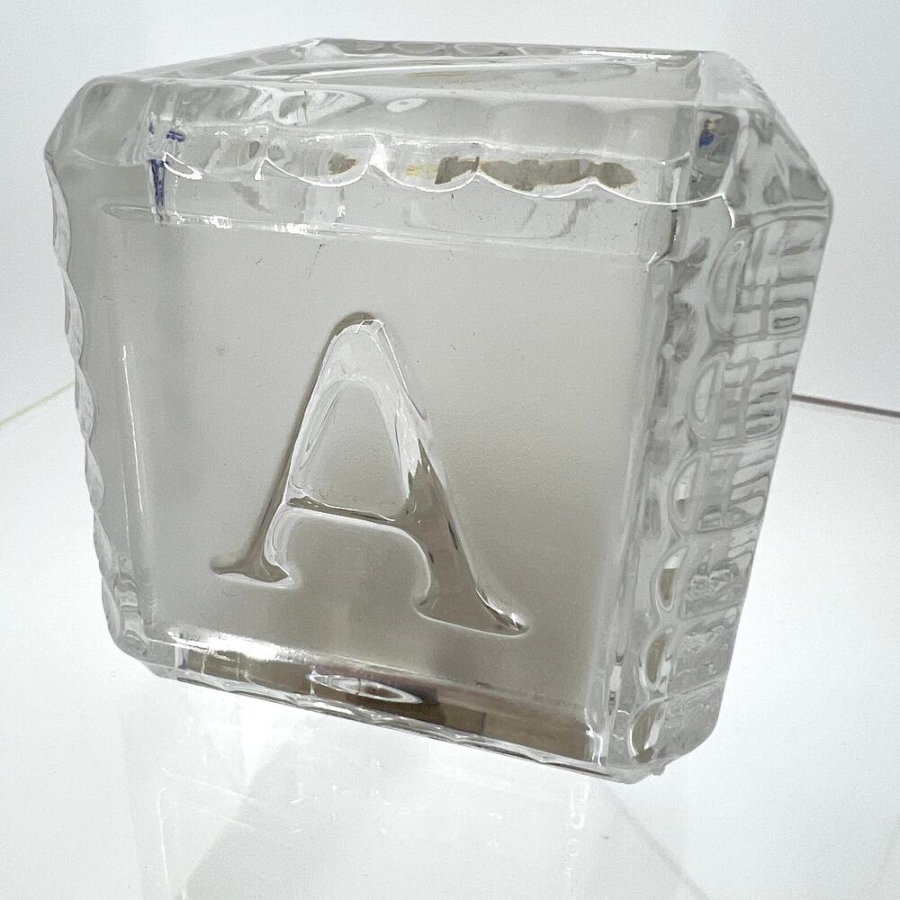 Vintage 1987 Godlinger Crystal Baby Block Alphabet Cube Bank with Key Germany